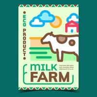 Milk Farm Eco Product Advertising Poster Vector