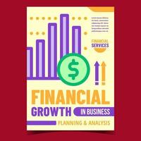 vector de cartel de promoción de crecimiento financiero en negocios
