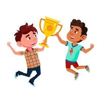 Boys Kids Celebrating Victory Together Vector