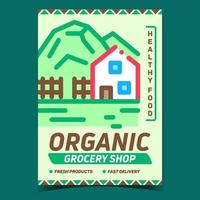 Organic Grocery Shop Advertising Banner Vector