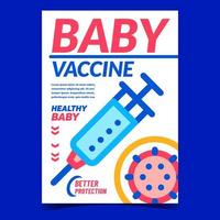 vector de cartel promocional creativo de vacuna de bebé