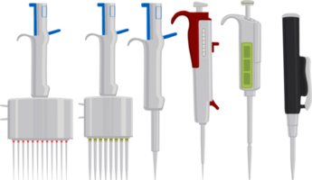 stort kit olika medicinska pipetter, dropper för laboratorium png