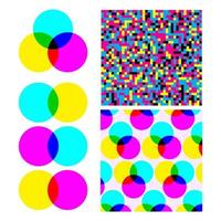 Cmyk Subtractive Mixed Color Model Set Vector