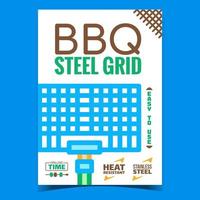Bbq Steel Grid Creative Advertising Poster Vector