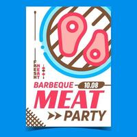 vector de banner de publicidad de fiesta de carne de barbacoa