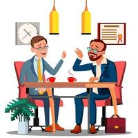 reunión de negocios con pareja en la mesa con documentos y vector de café. ilustración aislada