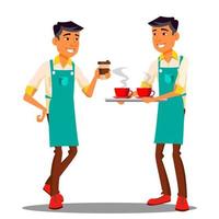 Barista At The Coffee Shop Vector. Isolated Illustration vector
