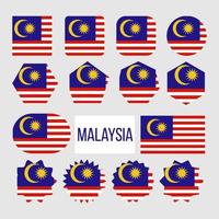 conjunto de iconos de figura de colección de bandera de malasia vector