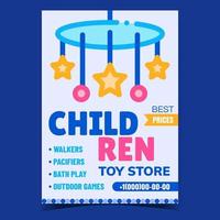 vector de cartel promocional creativo de tienda de juguetes para niños