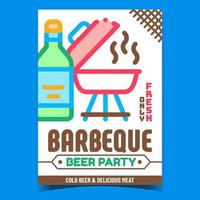 Barbeque Beer Party Advertising Banner Vector