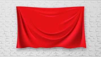 Covered Picture On Brick Red Canvas Wall Background Vector