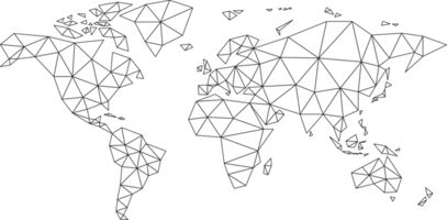 mapa-múndi poligonal em fundo transparente. png