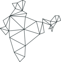 mapa da Índia poligonal em fundo transparente. png