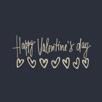 Valentines Day greeting card. Hand-lettered greeting phrase and like-gold heart shapes vector