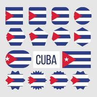 Cuba National Flag Collection Figure Set Vector