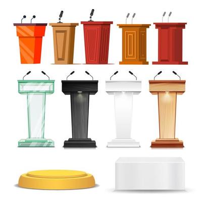 Different Debate Rostrum And Podium Set Vector