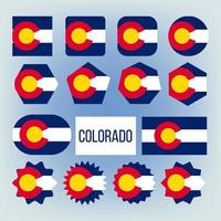 Colorado State Various Shapes Vector Flags Set