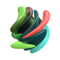 Vibrant dynamic plastic objects. Stylish abstract twisted shapes in trendy bright colors png
