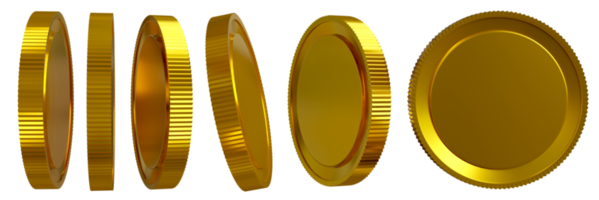 conjunto de monedas de oro para copiar, diseño de afiches e infografías con fondo transparente. ilustración 3d png