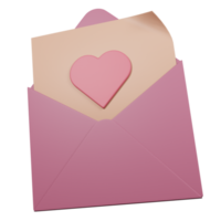 carta de amor dos namorados 3d com ilustração do símbolo do coração png