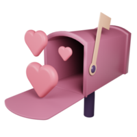 3D Valentine Mail box with Love Inside Illustration png