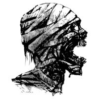 A brutal image of a screaming mummy. Horror Illustration. Mummy for halloween. Egipt png