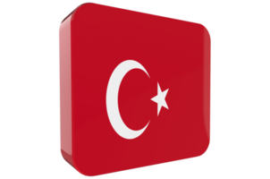 ícone 3d da bandeira da turquia em fundo transparente png