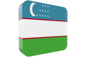 Uzbekistan Flag 3d icon on transparent Background png