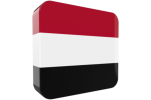 Yemen Flag 3d icon on transparent Background png