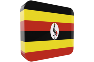 Uganda Flag 3d icon on transparent Background png