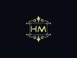 Hm Letter Logo, Monogram Hm Luxury Logo Icon Vector