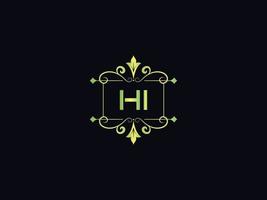 Hi Letter Logo, Monogram Hi Luxury Logo Icon Vector