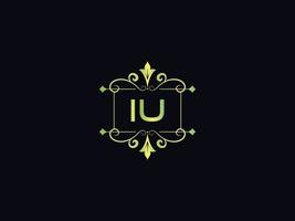 Abstract Iu Logo Icon, Minimal Iu Luxury Logo Letter Vector