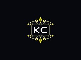 elegante logotipo de lujo kc, tipografía diseño de letra del logotipo kc vector