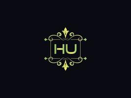 Hu Letter Logo, Monogram Hu Luxury Logo Icon Vector