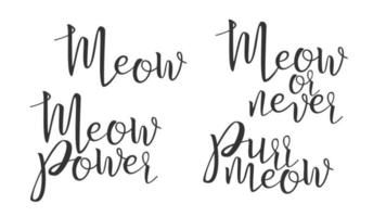 Modern Calligraphy Of Ink Meow Letters Vector