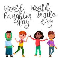 Calligraphy And Laughter Character Child Vector