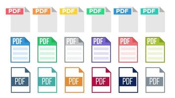 Icon Collection Of Pdf Document File Set Vector