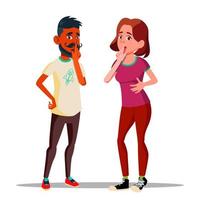 Man And Woman Showing Silence Gesture Vector Characters