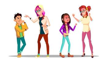 Teenagers Arguing With Adults Vector Cartoon Characters Set