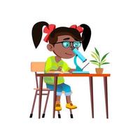 Girl Scientist Researching With Microscope Vector