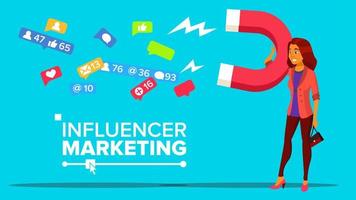 Influencer Digital Marketing Web Banner Vector Template