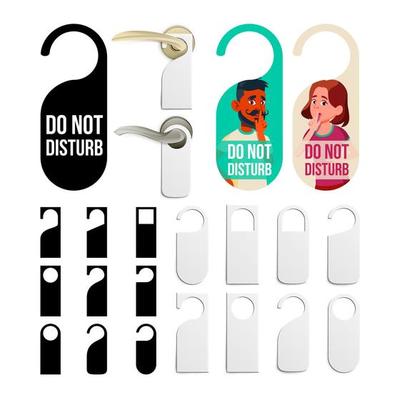 Do Not Disturb Door Knob Hanging Signs Set Vector