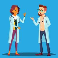 Character Cardiologist Doctor Man And Woman Vector