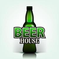 vector de cerveza de barril. proyecto de elemento de diseño de volante de casa de cerveza. botella verde. anuncio. promoción de bares. ilustración