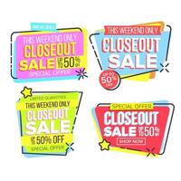 Closeout Sale Template Banner In Frame Set Vector