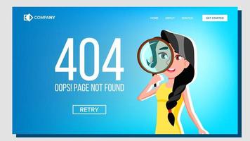 Oops Page Not Found 404 Error Landing Page Vector
