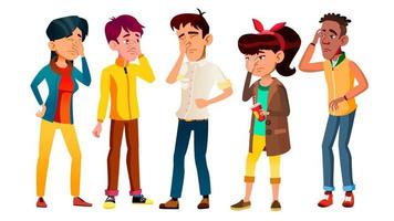 Ashamed Teenagers With Gesture Facepalm Set Vector