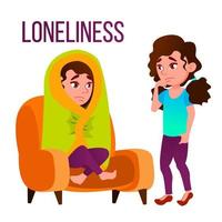 Loneliness Cartoon Vector Poster Template With Text