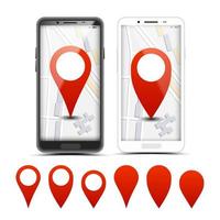 punteros rojos del navegador gps, conjunto de marcadores vectoriales vector